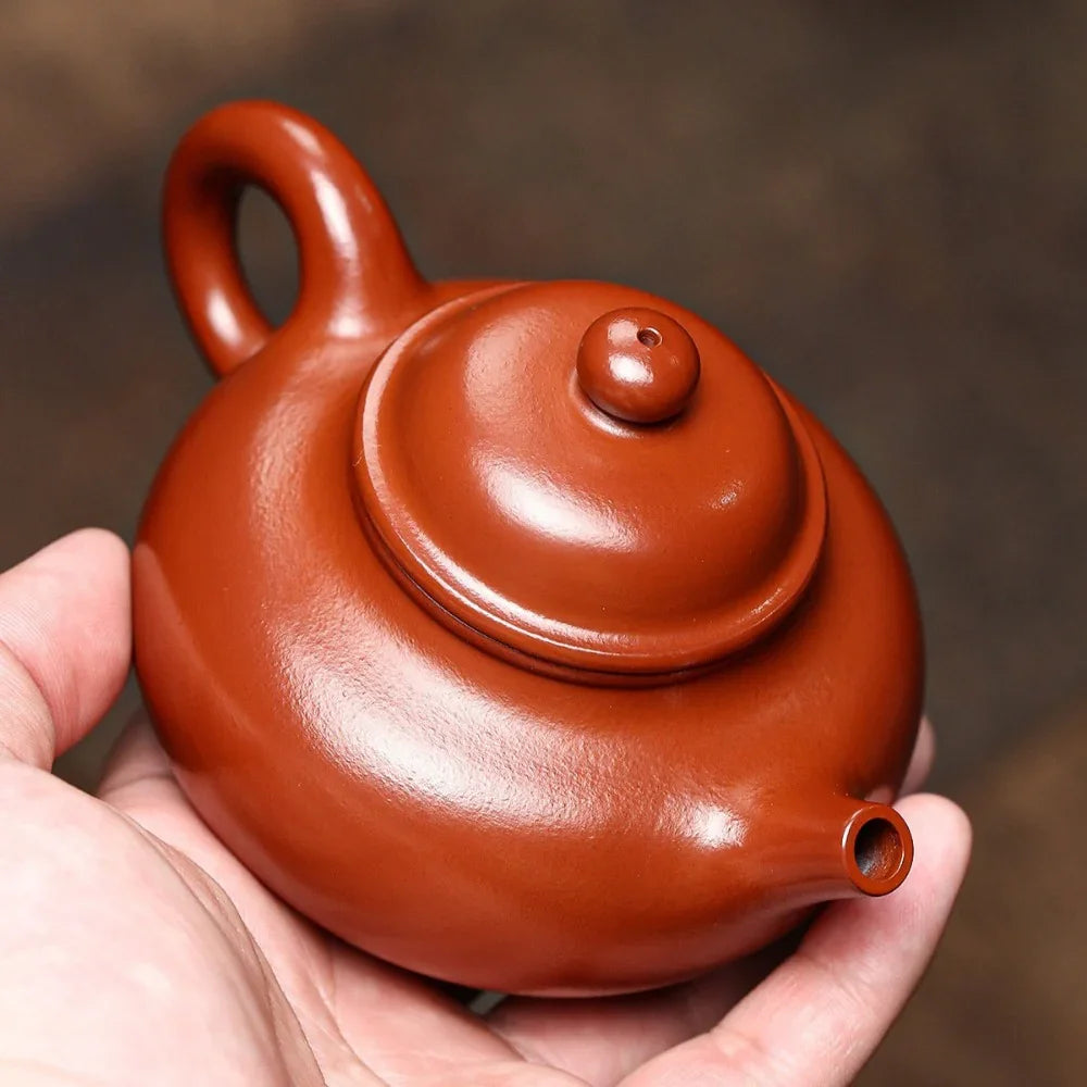 Teko Zisha Yixing Buatan Tangan Sepenuhnya [Rong Tian Pot] (Dahongpao - 210ml)