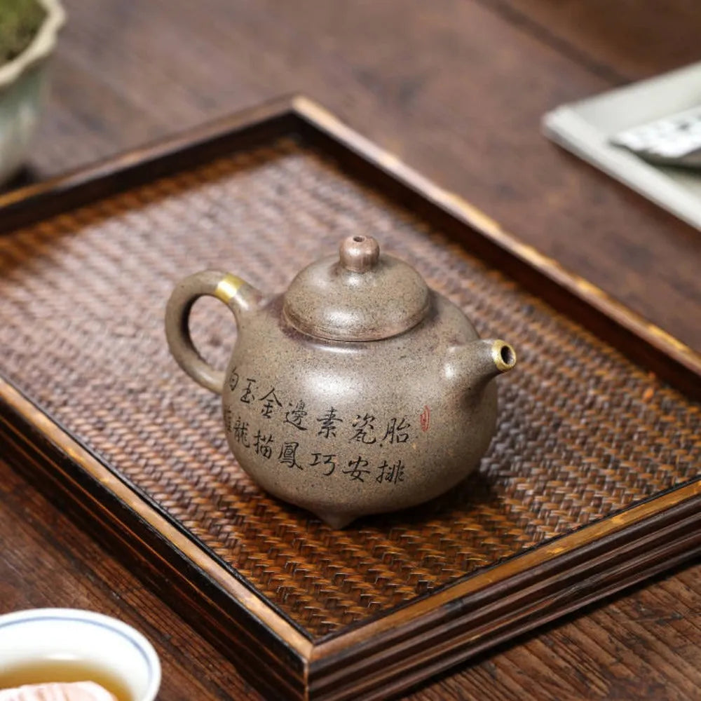 Full Handmade Yixing Zisha Teapot [Ruding Tripod Pot] (Lao Duan Ni - 200ml) - YIQIN TEA HOUSE | yiqinteahouse.com | 200-300ml, full handmade zisha teapot, new arrival, teapot, teaware