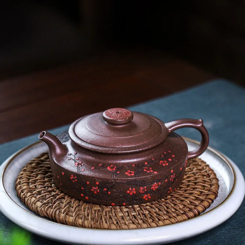 Full Handmade Yixing Zisha Teapot [Ruyi Jin Mei] (Ziyu Jin Sha - 200ml) - YIQIN TEA HOUSE | yiqinteahouse.com | 200-300ml, full handmade zisha teapot, teapot, teaware