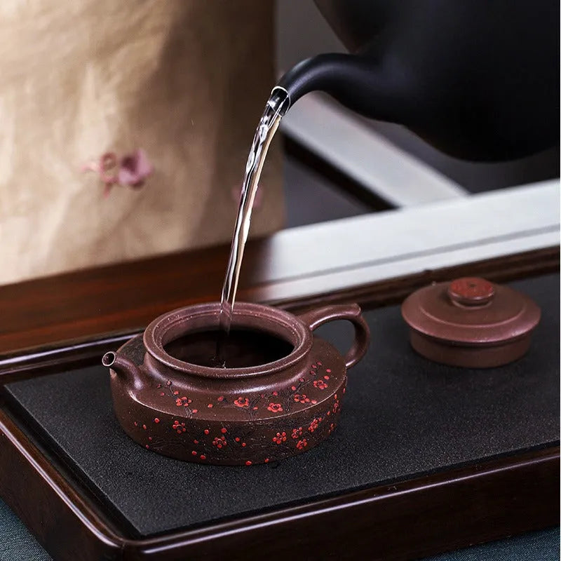 Full Handmade Yixing Zisha Teapot [Ruyi Jin Mei] (Ziyu Jin Sha - 200ml) - YIQIN TEA HOUSE | yiqinteahouse.com | 200-300ml, full handmade zisha teapot, teapot, teaware