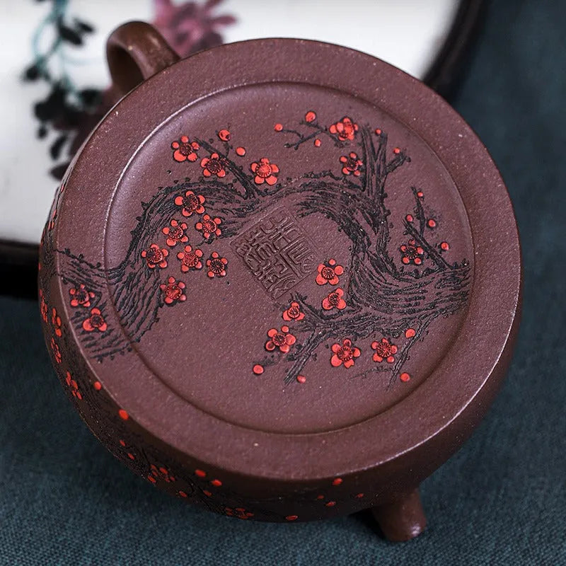 Full Handmade Yixing Zisha Teapot [Ruyi Jin Mei] (Ziyu Jin Sha - 200ml) - YIQIN TEA HOUSE | yiqinteahouse.com | 200-300ml, full handmade zisha teapot, teapot, teaware