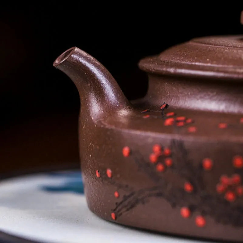 Full Handmade Yixing Zisha Teapot [Ruyi Jin Mei] (Ziyu Jin Sha - 200ml) - YIQIN TEA HOUSE | yiqinteahouse.com | 200-300ml, full handmade zisha teapot, teapot, teaware