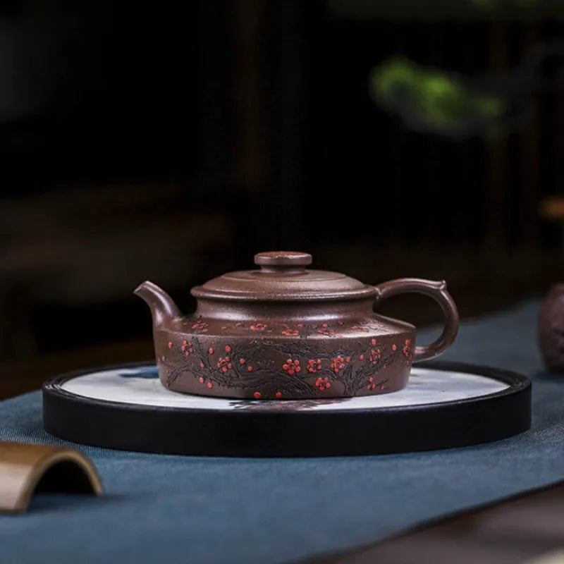 Full Handmade Yixing Zisha Teapot [Ruyi Jin Mei] (Ziyu Jin Sha - 200ml) - YIQIN TEA HOUSE | yiqinteahouse.com | 200-300ml, full handmade zisha teapot, teapot, teaware