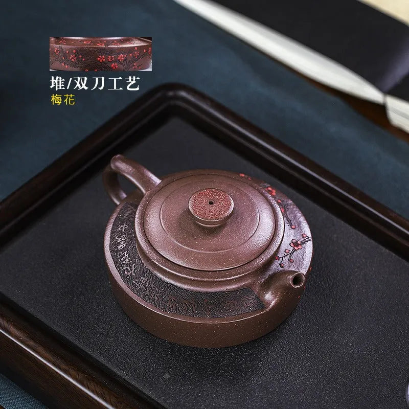 Full Handmade Yixing Zisha Teapot [Ruyi Jin Mei] (Ziyu Jin Sha - 200ml) - YIQIN TEA HOUSE | yiqinteahouse.com | 200-300ml, full handmade zisha teapot, teapot, teaware