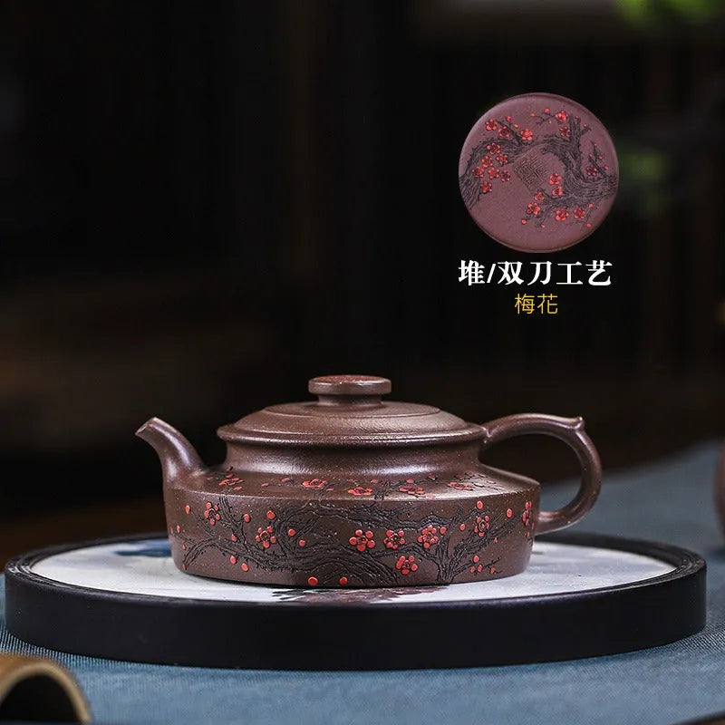 Full Handmade Yixing Zisha Teapot [Ruyi Jin Mei] (Ziyu Jin Sha - 200ml) - YIQIN TEA HOUSE | yiqinteahouse.com | 200-300ml, full handmade zisha teapot, teapot, teaware