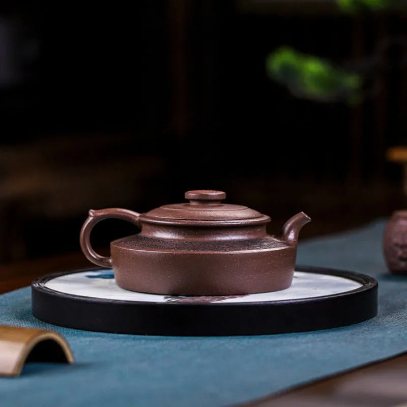 Full Handmade Yixing Zisha Teapot [Ruyi Jin Mei] (Ziyu Jin Sha - 200ml) - YIQIN TEA HOUSE | yiqinteahouse.com | 200-300ml, full handmade zisha teapot, teapot, teaware