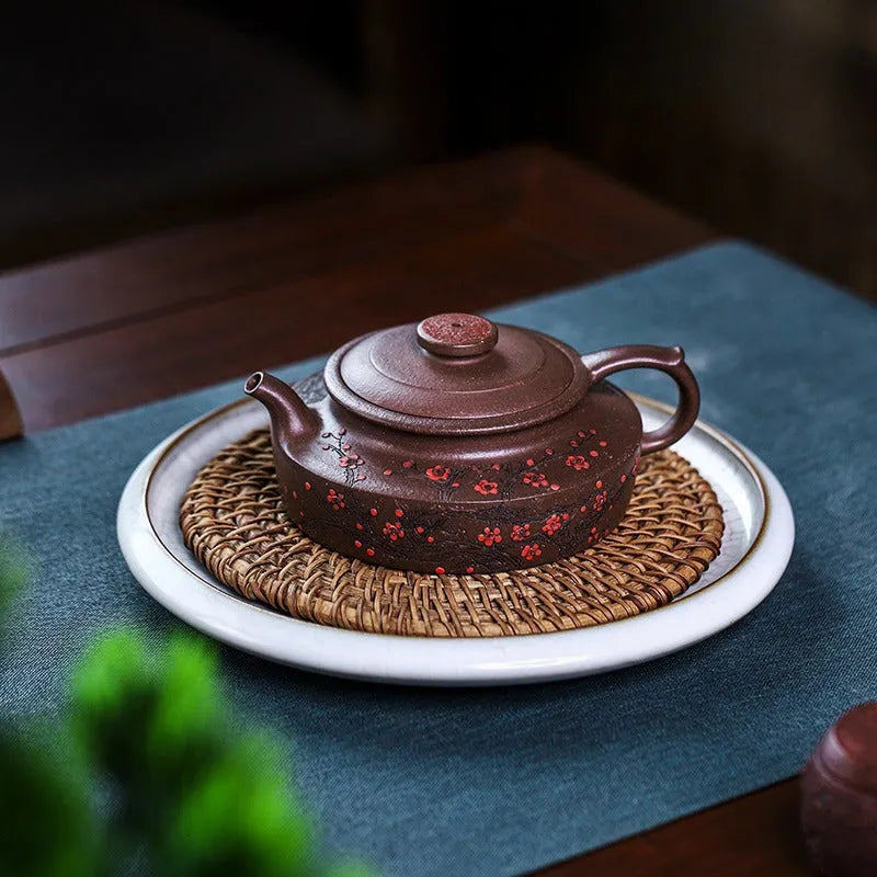 Full Handmade Yixing Zisha Teapot [Ruyi Jin Mei] (Ziyu Jin Sha - 200ml) - YIQIN TEA HOUSE | yiqinteahouse.com | 200-300ml, full handmade zisha teapot, teapot, teaware