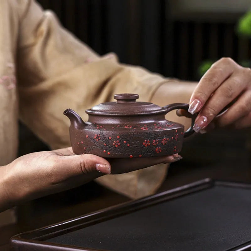 Full Handmade Yixing Zisha Teapot [Ruyi Jin Mei] (Ziyu Jin Sha - 200ml) - YIQIN TEA HOUSE | yiqinteahouse.com | 200-300ml, full handmade zisha teapot, teapot, teaware