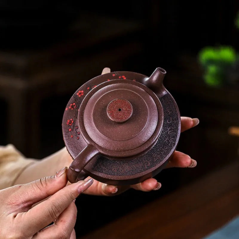 Full Handmade Yixing Zisha Teapot [Ruyi Jin Mei] (Ziyu Jin Sha - 200ml) - YIQIN TEA HOUSE | yiqinteahouse.com | 200-300ml, full handmade zisha teapot, teapot, teaware