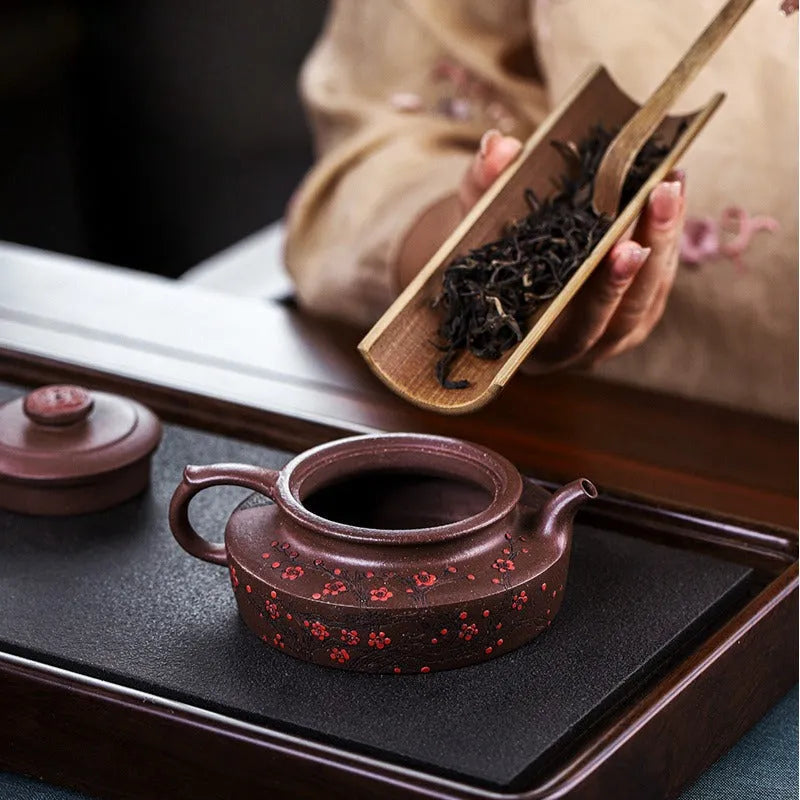 Full Handmade Yixing Zisha Teapot [Ruyi Jin Mei] (Ziyu Jin Sha - 200ml) - YIQIN TEA HOUSE | yiqinteahouse.com | 200-300ml, full handmade zisha teapot, teapot, teaware