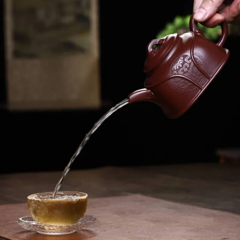 Teko Zisha Yixing Buatan Tangan Sepenuhnya [Ruyi Pot] (Di Cao Qing - 370ml)