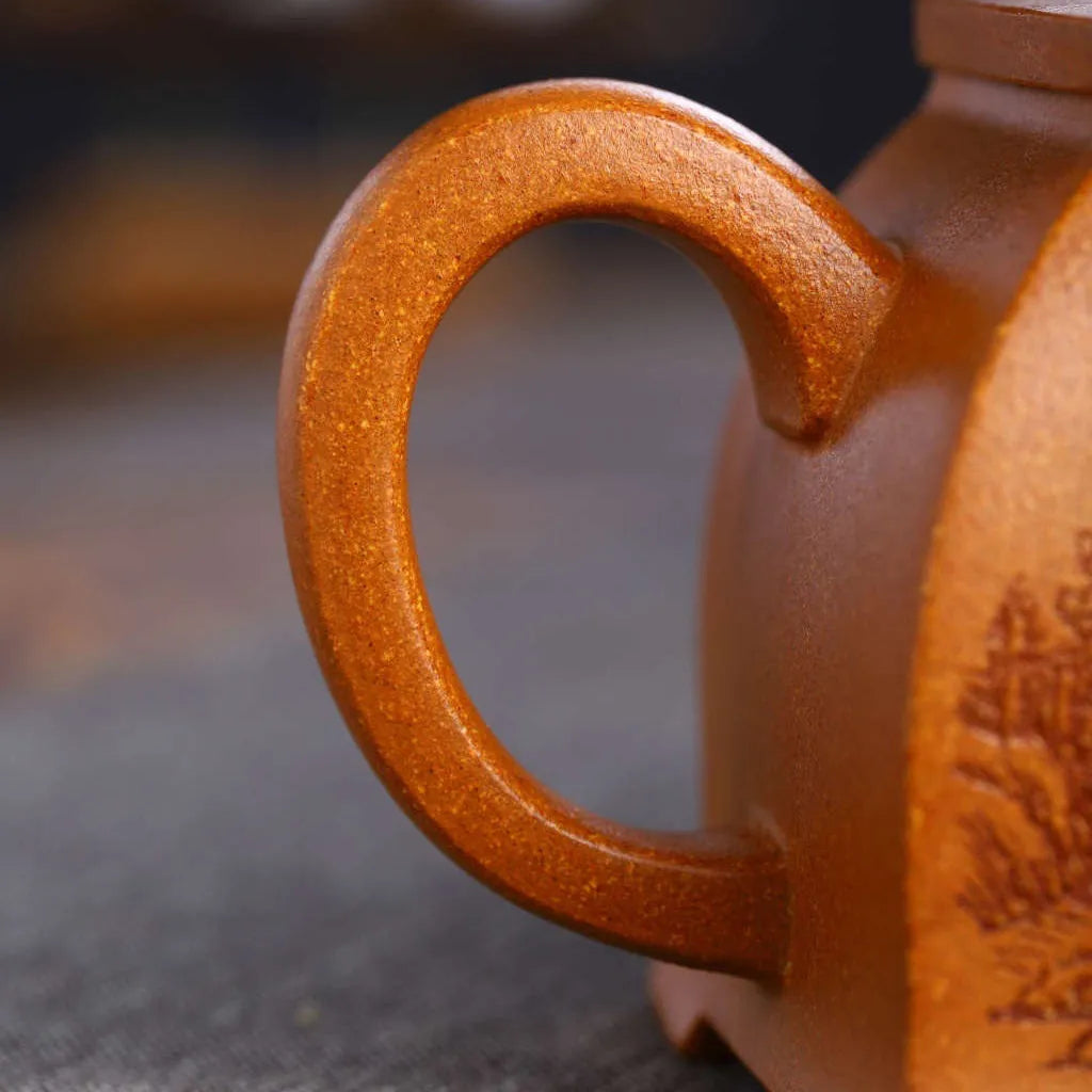 Full Handmade Yixing Zisha Teapot [Ruyi Sifang Pot] (Wucai Lao Duan Ni - 320ml) - YIQIN TEA HOUSE | yiqinteahouse.com | >300ml, full handmade zisha teapot, new arrival, teapot, teaware