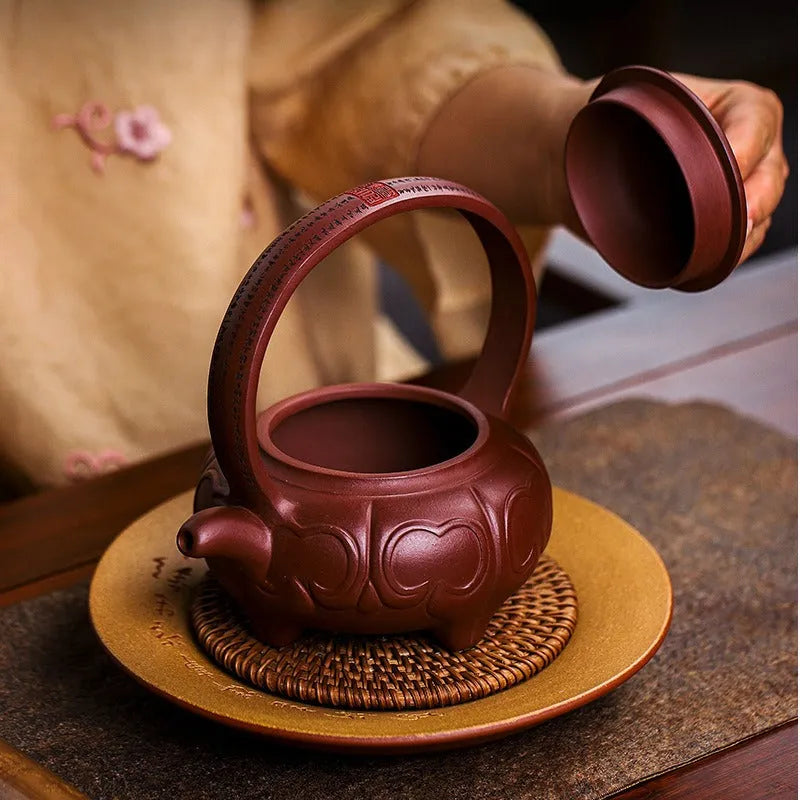 Full Handmade Yixing Zisha Teapot [Ruyi Tiliang] (Zi Ni - 380ml) - YIQIN TEA HOUSE | yiqinteahouse.com | >300ml, full handmade zisha teapot, new arrival, teapot, teaware