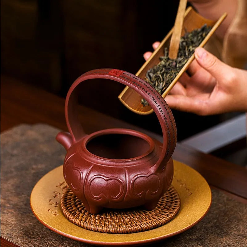 Full Handmade Yixing Zisha Teapot [Ruyi Tiliang] (Zi Ni - 380ml) - YIQIN TEA HOUSE | yiqinteahouse.com | >300ml, full handmade zisha teapot, new arrival, teapot, teaware