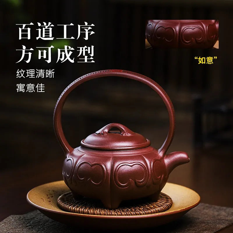 Full Handmade Yixing Zisha Teapot [Ruyi Tiliang] (Zi Ni - 380ml) - YIQIN TEA HOUSE | yiqinteahouse.com | >300ml, full handmade zisha teapot, new arrival, teapot, teaware