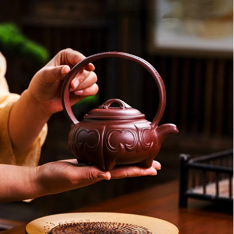 Full Handmade Yixing Zisha Teapot [Ruyi Tiliang] (Zi Ni - 380ml) - YIQIN TEA HOUSE | yiqinteahouse.com | >300ml, full handmade zisha teapot, new arrival, teapot, teaware