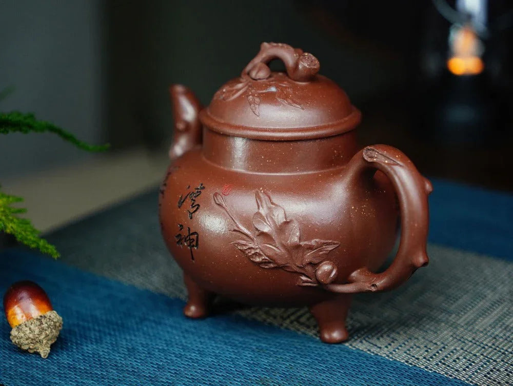 Full Handmade Yixing Zisha Teapot [Sanzu Dingli Pot] (Di Cao Qing - 290ml) - YIQIN TEA HOUSE | yiqinteahouse.com | 200-300ml, full handmade zisha teapot, teapot, teaware