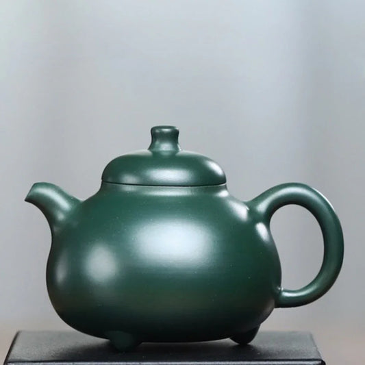 Full Handmade Yixing Zisha Teapot [Sanzu Ruding Pot] (Lu Ni - 180ml) - YIQIN TEA HOUSE | yiqinteahouse.com | <200ml, full handmade zisha teapot, plain smooth, teapot, teaware