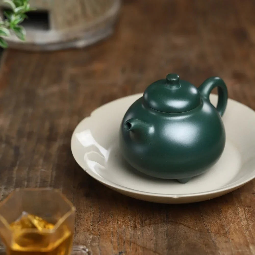 Full Handmade Yixing Zisha Teapot [Sanzu Ruding Pot] (Lu Ni - 180ml) - YIQIN TEA HOUSE | yiqinteahouse.com | <200ml, full handmade zisha teapot, plain smooth, teapot, teaware