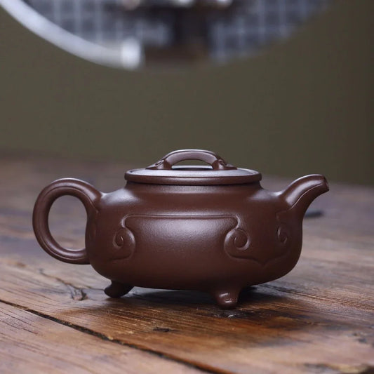 Teko Zisha Yixing Buatan Tangan Sepenuhnya [Sanzu Ruyi Pot] (Zi Ni - 400ml)
