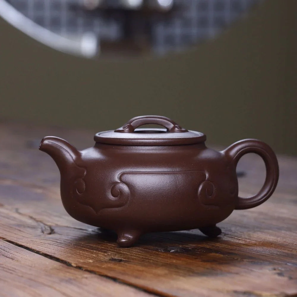 Teko Zisha Yixing Buatan Tangan Sepenuhnya [Sanzu Ruyi Pot] (Zi Ni - 400ml)