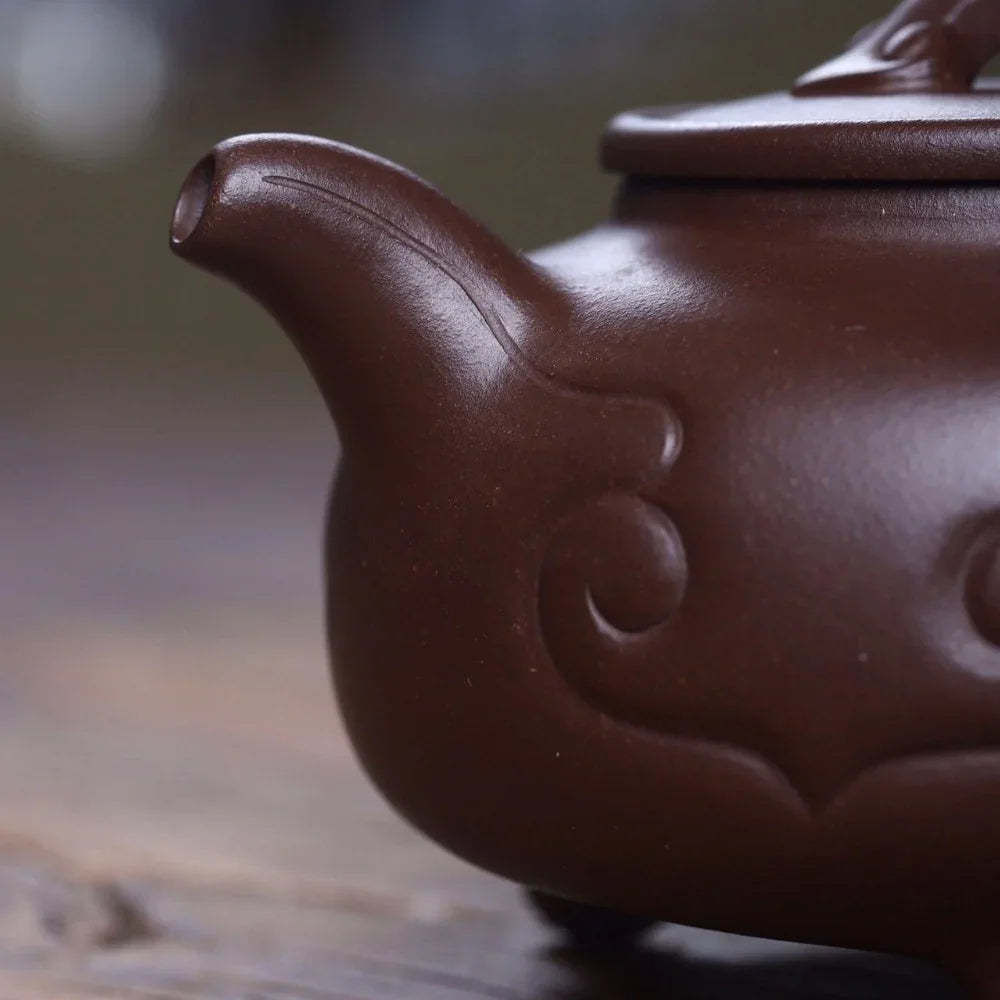 Teko Zisha Yixing Buatan Tangan Sepenuhnya [Sanzu Ruyi Pot] (Zi Ni - 400ml)