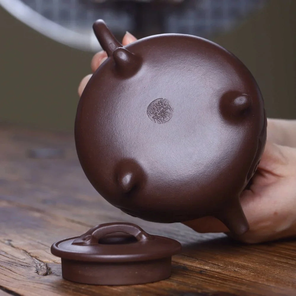 Teko Zisha Yixing Buatan Tangan Sepenuhnya [Sanzu Ruyi Pot] (Zi Ni - 400ml)