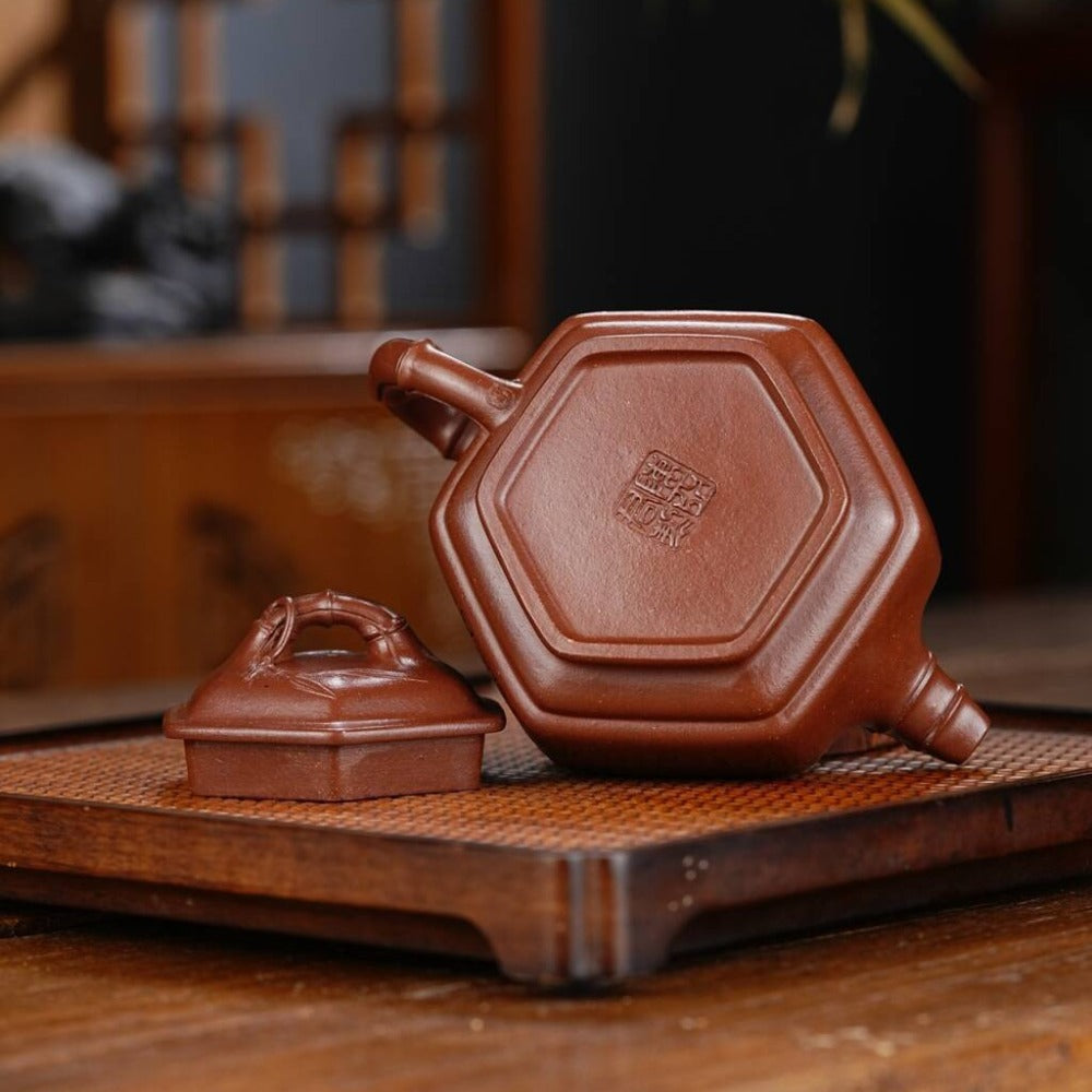 full-handmade-yixing-zisha-teapot-set-liufang-zhu-gu-pot-di-cao-qing-300ml-yiqin-tea-house-yiqinteahouse-com-4 - YIQIN TEA HOUSE 一沁茶舍 yiqinteahouse.com