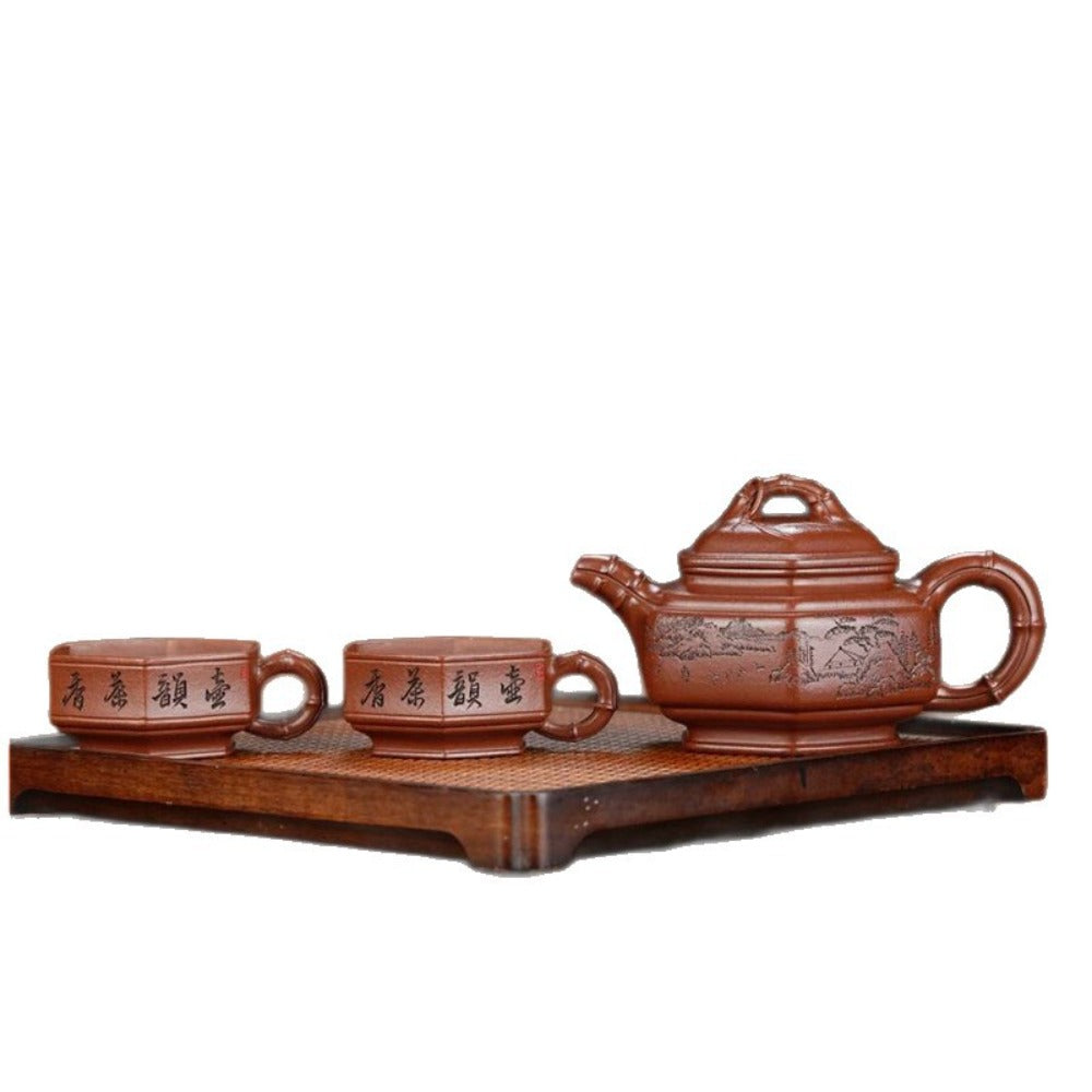 full-handmade-yixing-zisha-teapot-set-liufang-zhu-gu-pot-di-cao-qing-300ml-yiqin-tea-house-yiqinteahouse-com-6 - YIQIN TEA HOUSE 一沁茶舍 yiqinteahouse.com