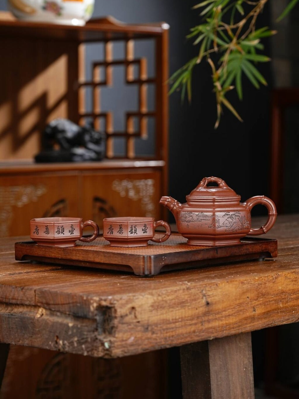 full-handmade-yixing-zisha-teapot-set-liufang-zhu-gu-pot-di-cao-qing-300ml-yiqin-tea-house-yiqinteahouse-com-7 - YIQIN TEA HOUSE 一沁茶舍 yiqinteahouse.com