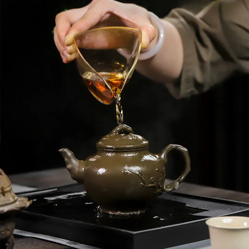 Full Handmade Yixing Zisha Teapot Set [Mei Bao Chun] (Feicui Qing Zi Ni - 320ml) - YIQIN TEA HOUSE | yiqinteahouse.com | >300ml, full handmade zisha teapot, teapot, teaware, teaware set