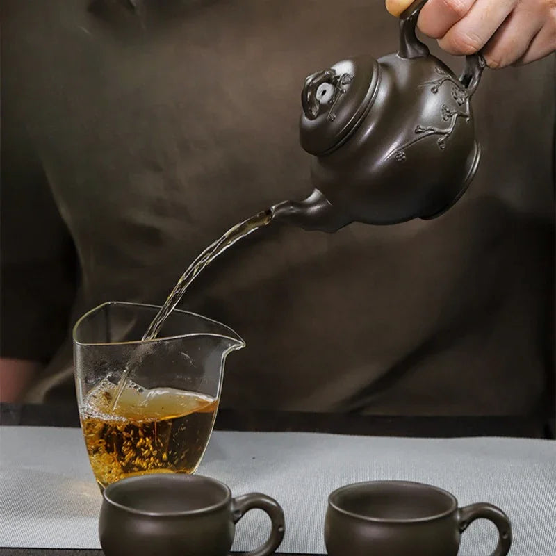 Full Handmade Yixing Zisha Teapot Set [Mei Bao Chun] (Feicui Qing Zi Ni - 320ml) - YIQIN TEA HOUSE | yiqinteahouse.com | >300ml, full handmade zisha teapot, teapot, teaware, teaware set