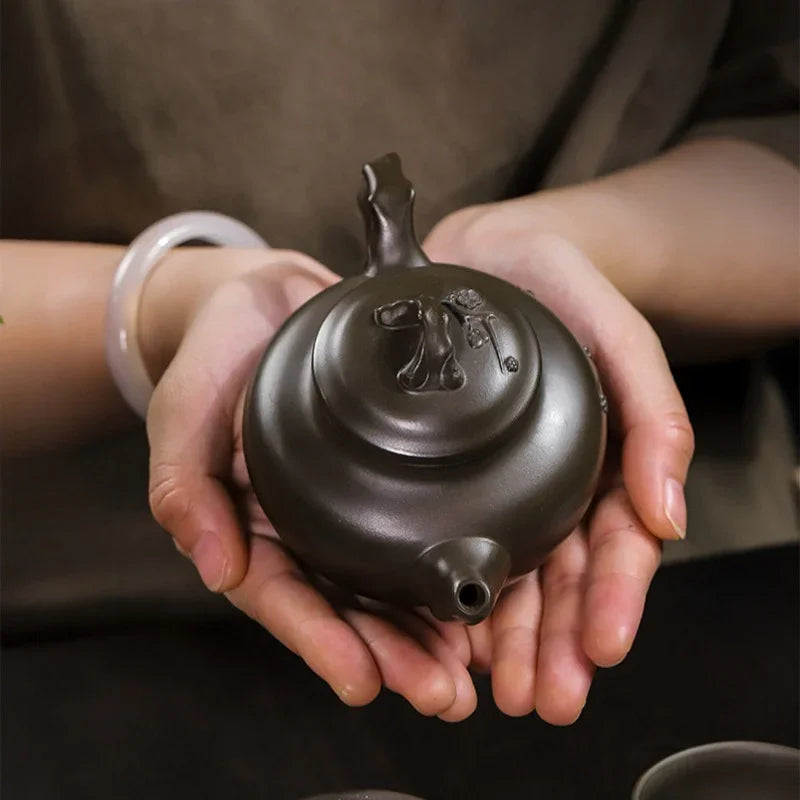 Full Handmade Yixing Zisha Teapot Set [Mei Bao Chun] (Feicui Qing Zi Ni - 320ml) - YIQIN TEA HOUSE | yiqinteahouse.com | >300ml, full handmade zisha teapot, teapot, teaware, teaware set
