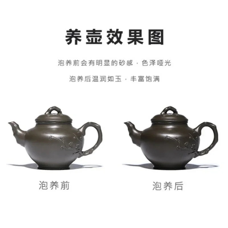 Full Handmade Yixing Zisha Teapot Set [Mei Bao Chun] (Feicui Qing Zi Ni - 320ml) - YIQIN TEA HOUSE | yiqinteahouse.com | >300ml, full handmade zisha teapot, teapot, teaware, teaware set