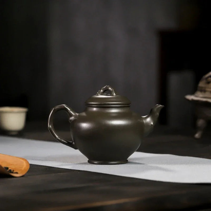 Full Handmade Yixing Zisha Teapot Set [Mei Bao Chun] (Feicui Qing Zi Ni - 320ml) - YIQIN TEA HOUSE | yiqinteahouse.com | >300ml, full handmade zisha teapot, teapot, teaware, teaware set
