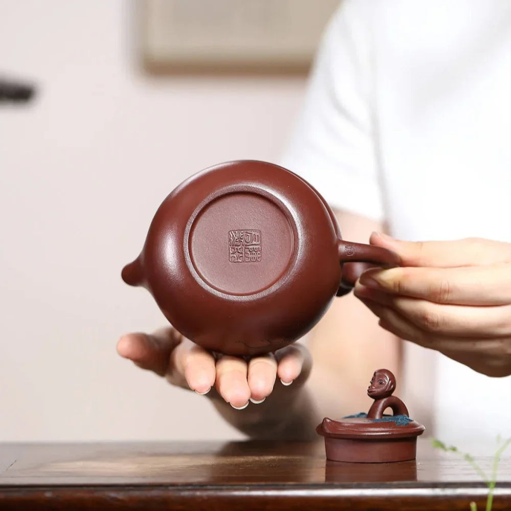 Set Teko Zisha Yixing Buatan Tangan Sepenuhnya [Ibu dan Anak] (Di Cao Qing - 300ml)