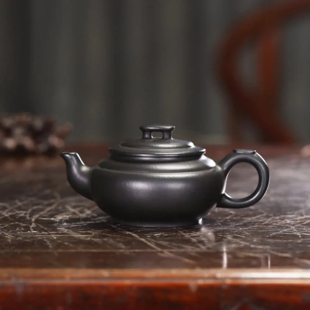 Teko Yixing Zisha Buatan Tangan Sepenuhnya [Shang Xin Qiao Pot] (Hei Ni - 190ml)