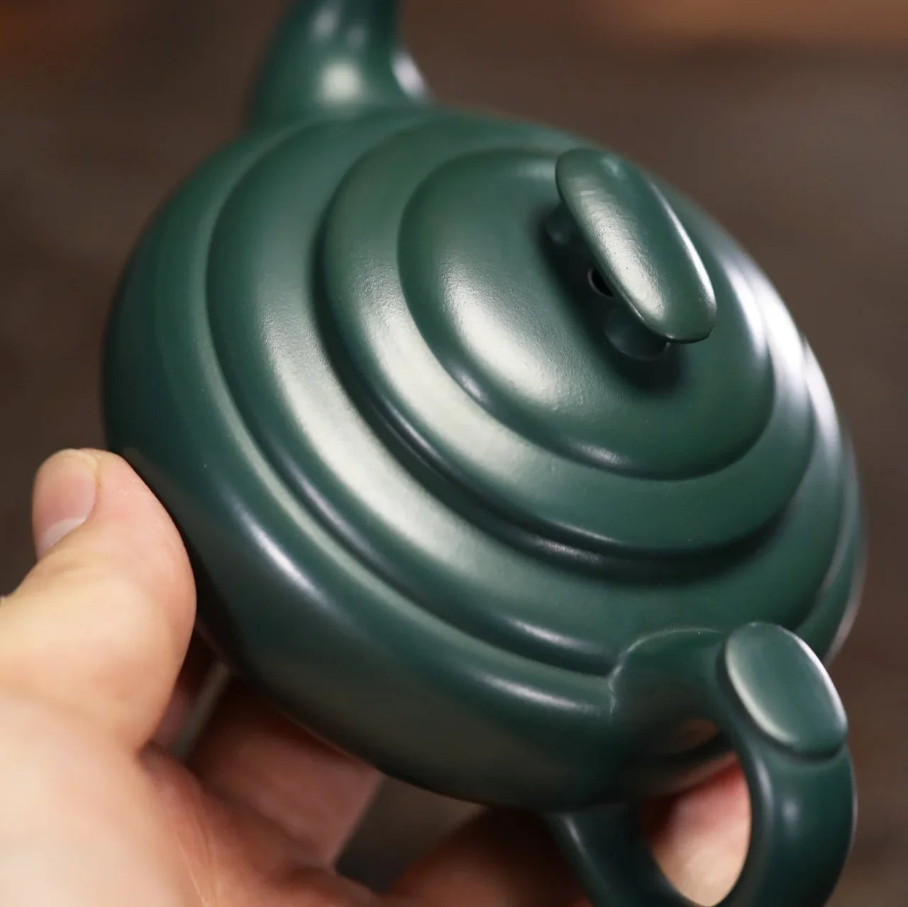 全手工宜兴紫砂茶壶 [上新桥壶] (民国绿泥 - 210ml)