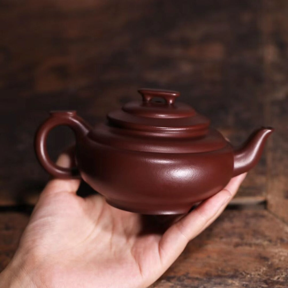 Full Handmade Yixing Zisha Teapot [Shang Xin Qiao Pot] (Zi Zhu Ni - 220ml) - YIQIN TEA HOUSE | yiqinteahouse.com | 200-300ml, full handmade zisha teapot, new arrival, plain smooth, teapot, teaware