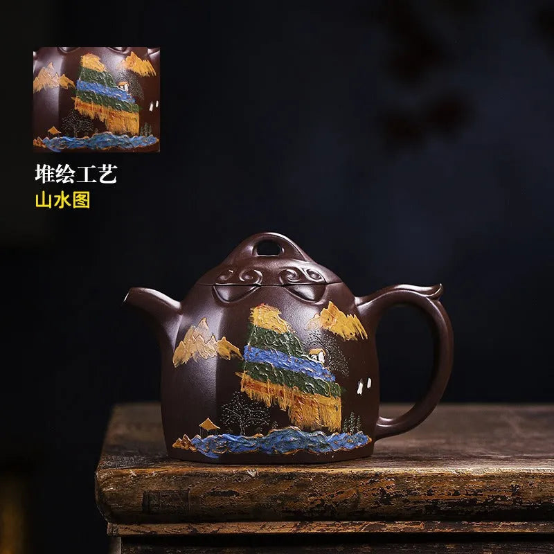 Full Handmade Yixing Zisha Teapot [Shanshui Qin Quan] (Lao Zi Ni - 420ml) - YIQIN TEA HOUSE | yiqinteahouse.com | >300ml, full handmade zisha teapot, new arrival, teapot, teaware