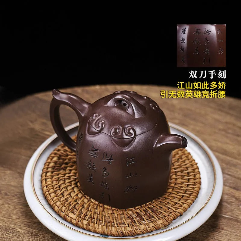 Full Handmade Yixing Zisha Teapot [Shanshui Qin Quan] (Lao Zi Ni - 420ml) - YIQIN TEA HOUSE | yiqinteahouse.com | >300ml, full handmade zisha teapot, new arrival, teapot, teaware