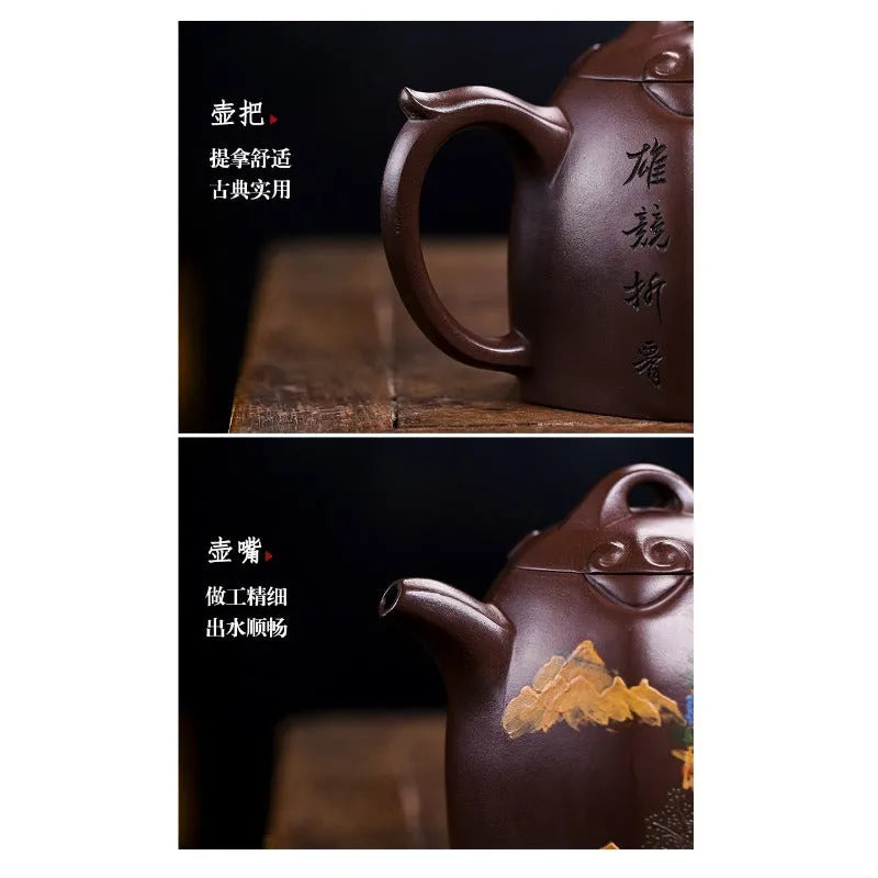 Full Handmade Yixing Zisha Teapot [Shanshui Qin Quan] (Lao Zi Ni - 420ml) - YIQIN TEA HOUSE | yiqinteahouse.com | >300ml, full handmade zisha teapot, new arrival, teapot, teaware