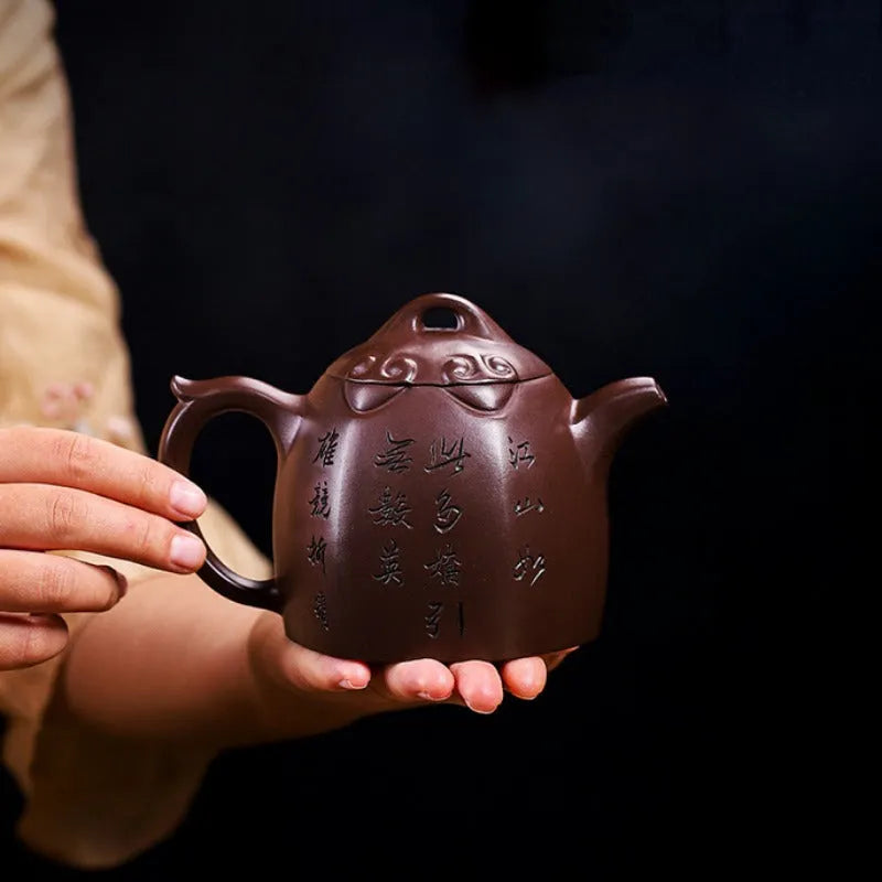 Full Handmade Yixing Zisha Teapot [Shanshui Qin Quan] (Lao Zi Ni - 420ml) - YIQIN TEA HOUSE | yiqinteahouse.com | >300ml, full handmade zisha teapot, new arrival, teapot, teaware