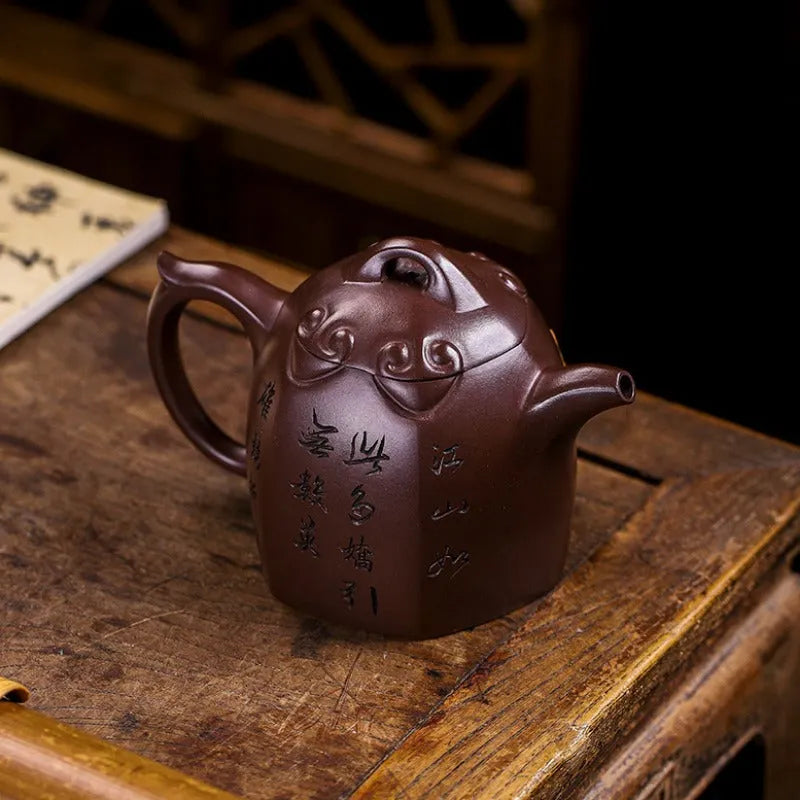 Full Handmade Yixing Zisha Teapot [Shanshui Qin Quan] (Lao Zi Ni - 420ml) - YIQIN TEA HOUSE | yiqinteahouse.com | >300ml, full handmade zisha teapot, new arrival, teapot, teaware