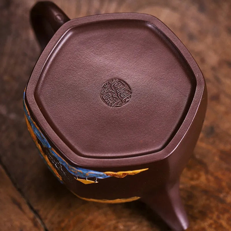 Full Handmade Yixing Zisha Teapot [Shanshui Qin Quan] (Lao Zi Ni - 420ml) - YIQIN TEA HOUSE | yiqinteahouse.com | >300ml, full handmade zisha teapot, new arrival, teapot, teaware