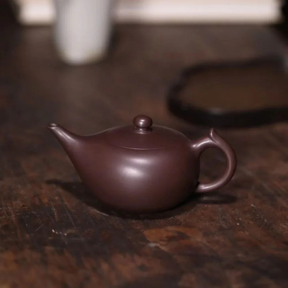 Teko Zisha Yixing Buatan Tangan Sepenuhnya [Shen Deng Yandou Pot] (Zi Ni - 125/170ml)