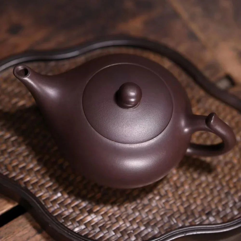 Teko Zisha Yixing Buatan Tangan Sepenuhnya [Shen Deng Yandou Pot] (Zi Ni - 125/170ml)