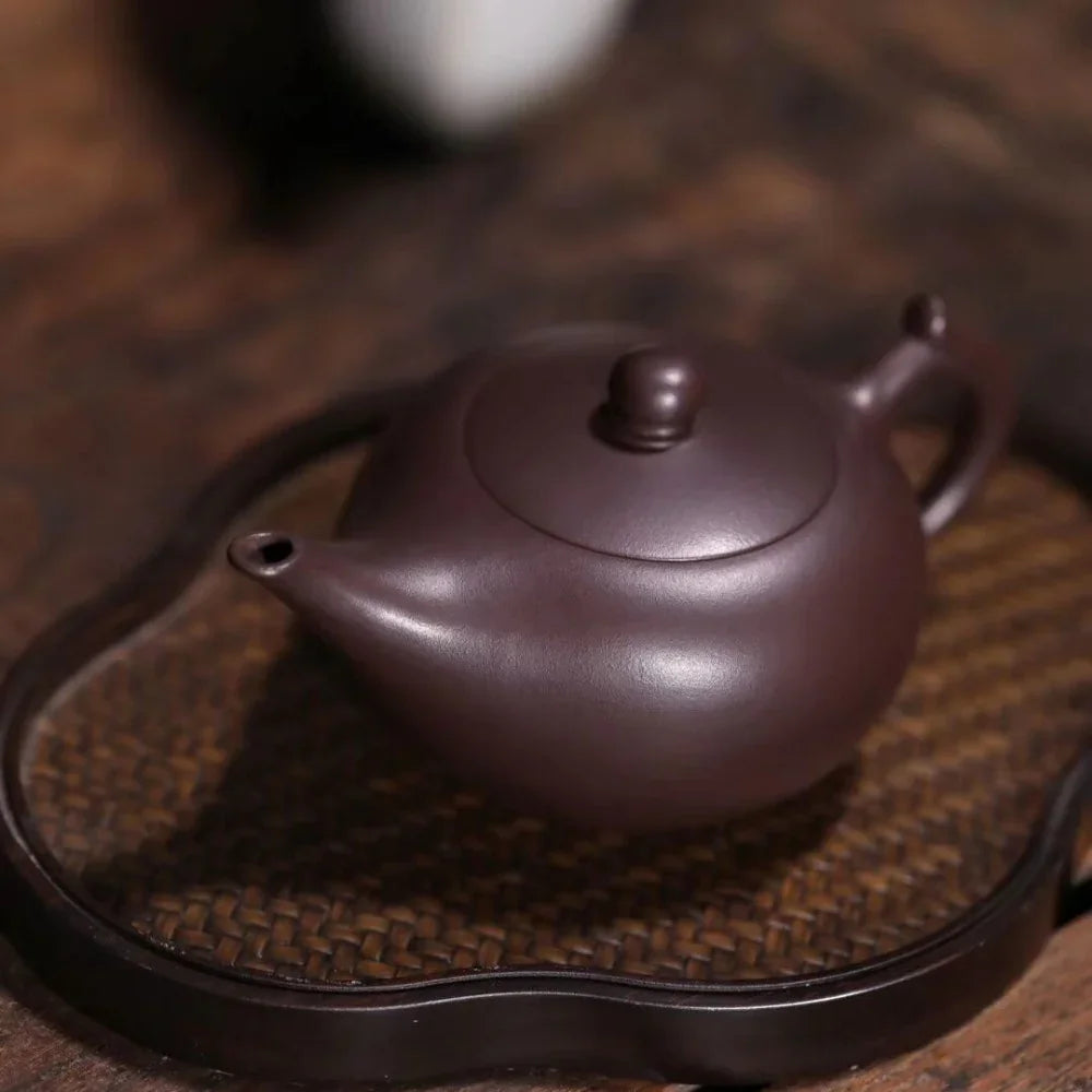 Teko Zisha Yixing Buatan Tangan Sepenuhnya [Shen Deng Yandou Pot] (Zi Ni - 125/170ml)