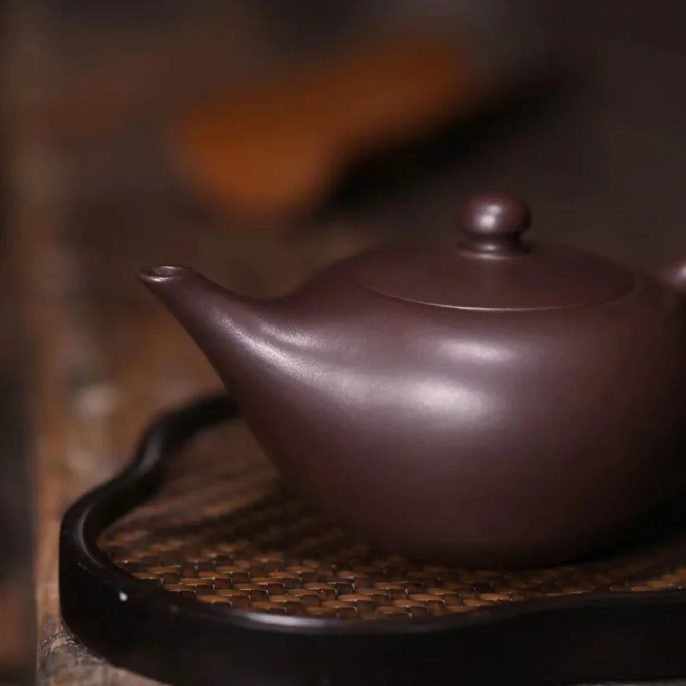 Teko Zisha Yixing Buatan Tangan Sepenuhnya [Shen Deng Yandou Pot] (Zi Ni - 125/170ml)