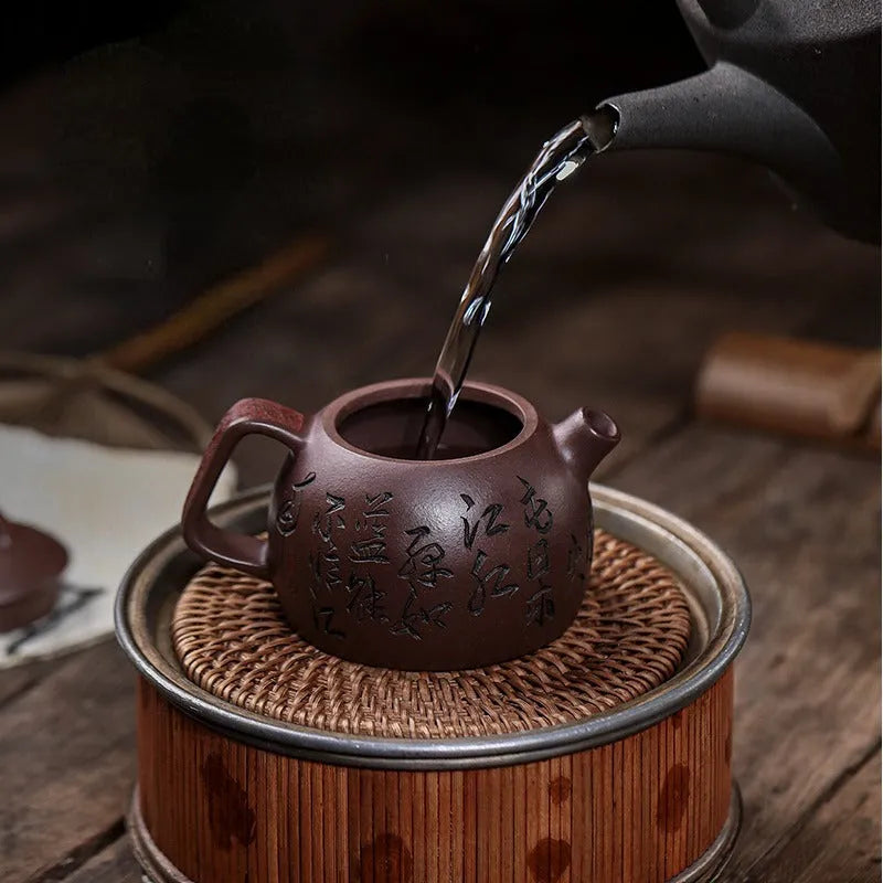 Full Handmade Yixing Zisha Teapot [Shen Yun Jiangnan] (Zi Ni - 130ml) - YIQIN TEA HOUSE | yiqinteahouse.com | <200ml, full handmade zisha teapot, new arrival, teapot, teaware